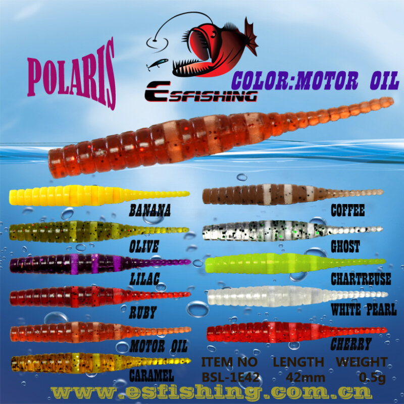 KESFISHING Jig przynęty robaki Polaris 42mm Pesca Bass pstrąg zima lodu połowów wtrysku soli i zapachów darmowa wysyłka miękkie przynęty