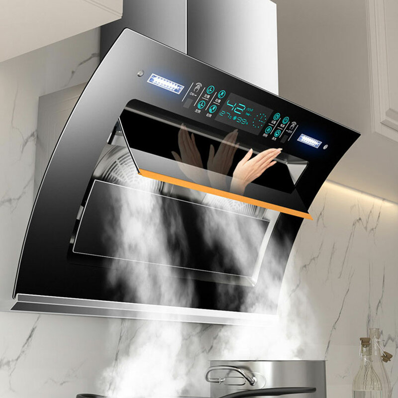 8-Key Touch 33m ³ Kitchen Range Hood ในครัวเรือนเครื่องดูดควันดูดด้านข้างช่วง Hood ติดผนังอัจฉริยะทำความสะอาดช่วง