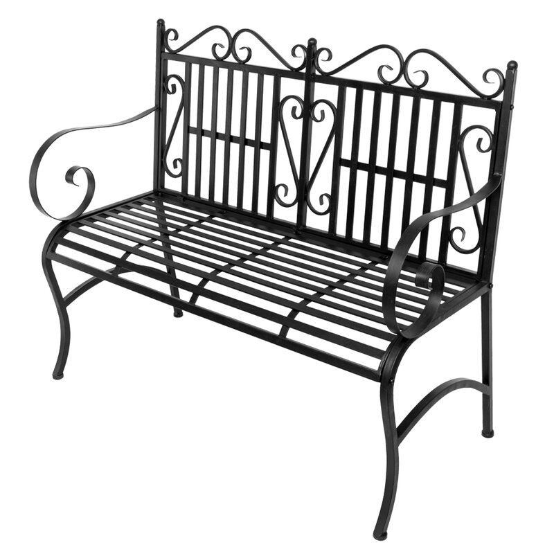 US 2-osobowa składana Patio na świeżym powietrzu ławka ogrodowa ganek na fotel z stalowa rama solidne meble ogrodowe krzesło ogrodowe