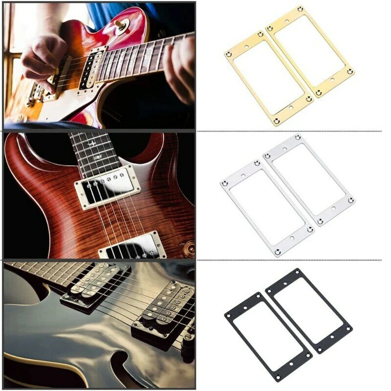 2 stücke Elektrische Gitarre Humbucker Pickup Ring Gitarre Metall Flache Rahmen Montage Ring