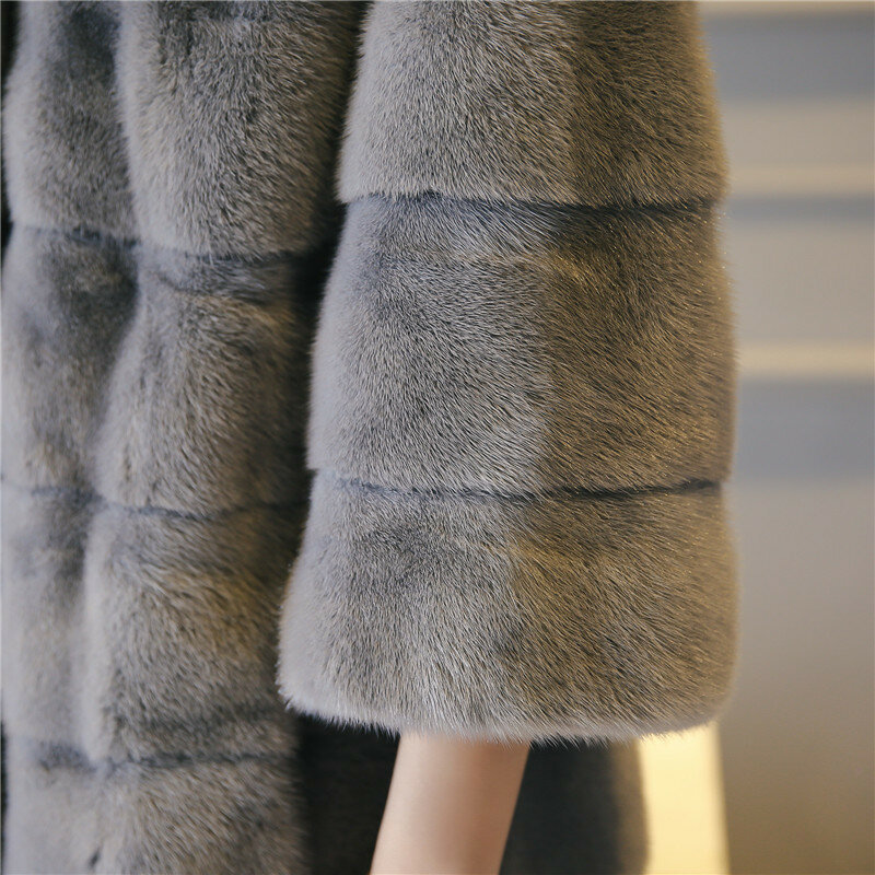 Luxo real casaco de pele de vison casaco de inverno feminino com capuz longo casaco de pele natural coreano jaquetas chaqueta mujer my3606