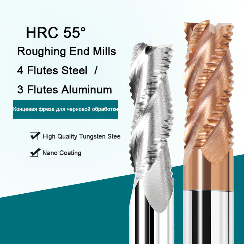 Fresa de carburo sólido, herramienta de fresado CNC de 3 flautas, 4 dientes, para acero, hierro, aluminio, acrílico, 6, 10 y 12mm