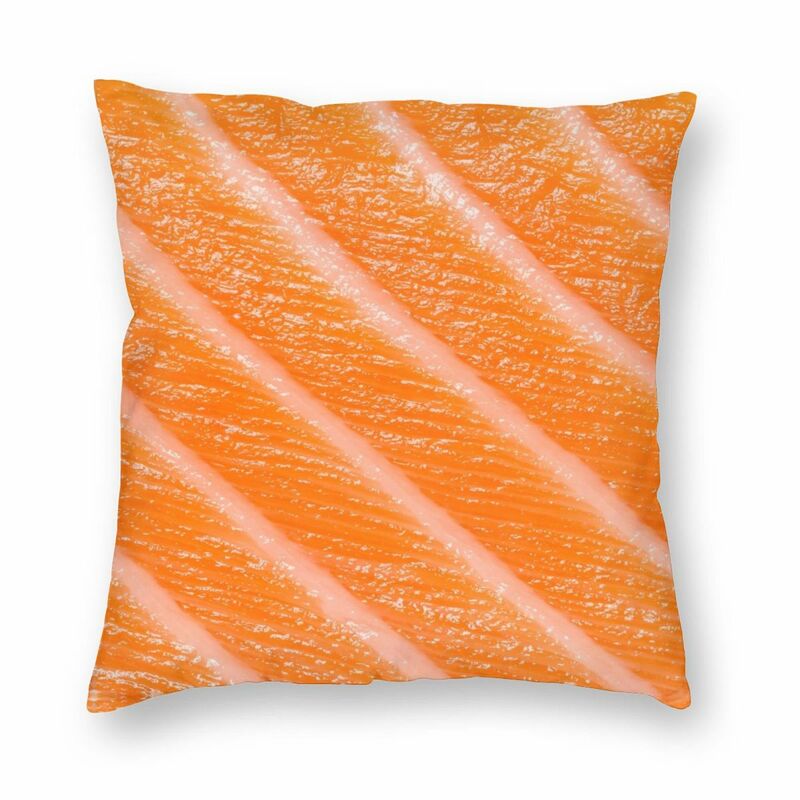 Salmon Sushi Sashimi สแควร์ปลอกหมอนโพลีเอสเตอร์ผ้าลินินกำมะหยี่ซิปตกแต่งหมอนกรณีโซฟาที่นั่งเบาะรองนั่ง18"