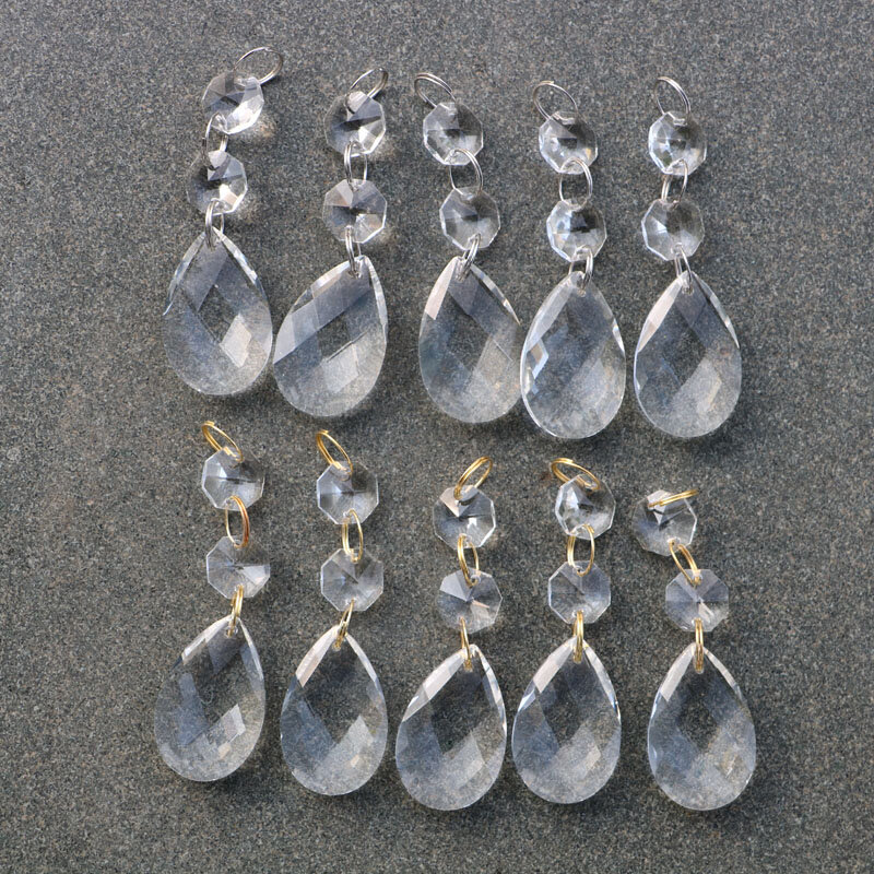 Lustre transparent en verre cristal, pièces de lampe prismes suspendus, pendentifs avec perles octogonales en cristal, pièces d'éclairage