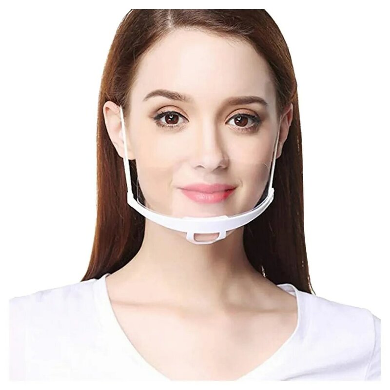 10 Pcs Work Wear Men Women Mouth Caps Washable Transparent Plastic Mask Chef Kitchen Service Masks Mouth Caps Reusable