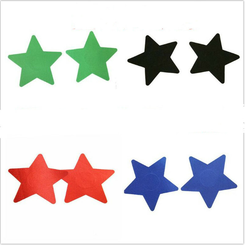 Frete grátis experiência sensual 10 pares (20 peças) fitas adesivas estreladas para os seios capa de mamilos 6 cores-não sensibilizante com um macio