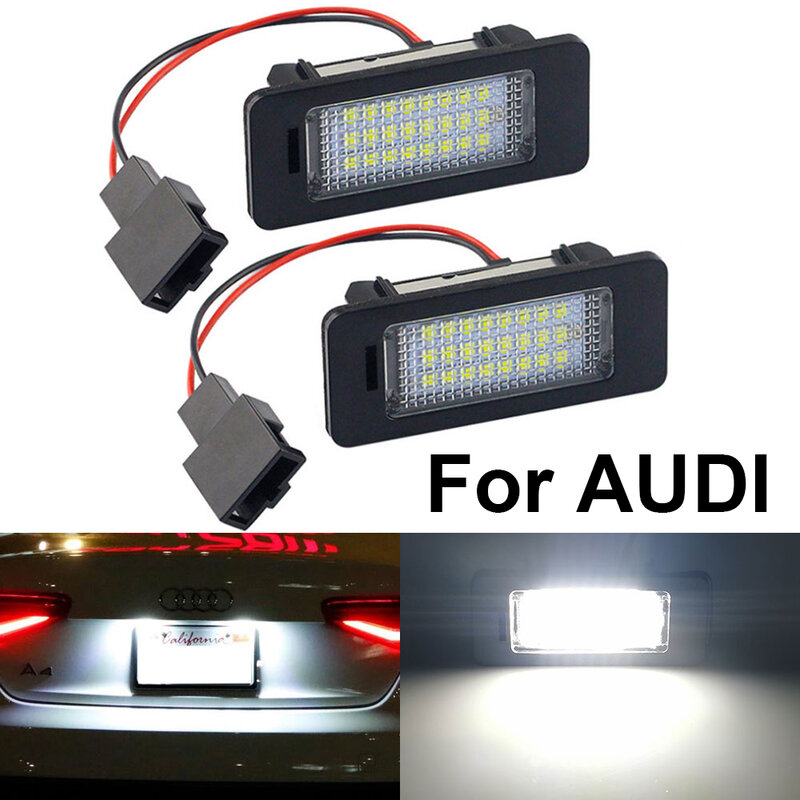 Lumière de plaque d'immatriculation LED sans erreur Canbus 2x, pour Audi A5 A7 A4 Q5 S4 S5 TT 2008 – 2012, lumières LED de remplacement OEM xénon blanc