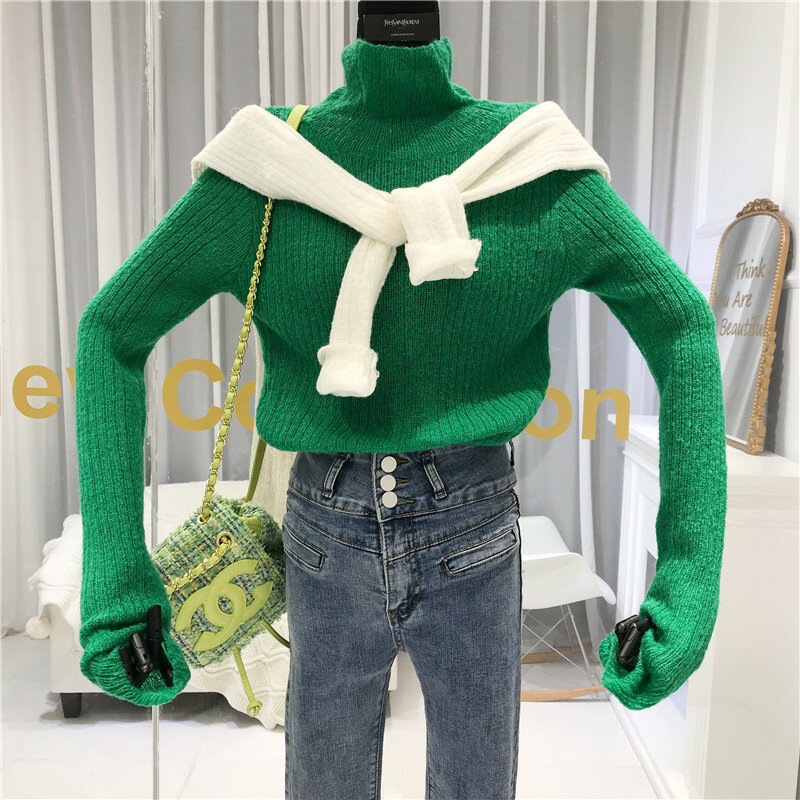 Camisola turtelneck high street solid jérsei de mujer invierno feminino camisola de manga completa feminina inverno superior 2019 moda coreana