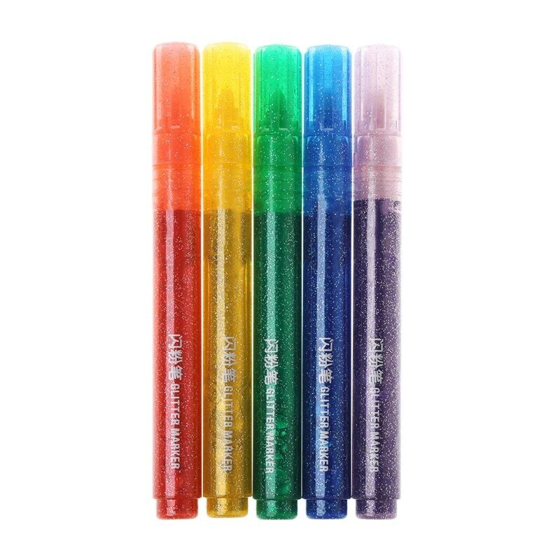 5Pcs Magie Glitter Marker Stift Helle Funkelnde Farbe Zeichnung Malerei Schreibwaren Tropfen Verschiffen Unterstützung
