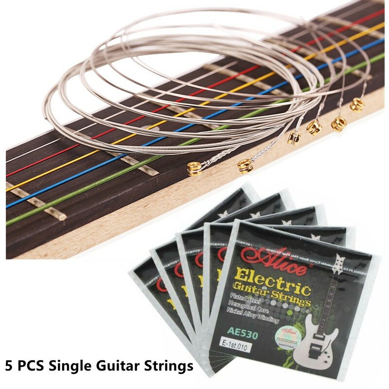 Cordas de guitarra simples AE530 guitarra elétrica, E medidores de aço liso, 009 010, medidores populares, ultra fino, camada anti ferrugem, 5 pcs