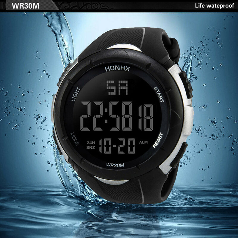 Honhx marca de luxo dos homens esportes relógios mergulho 50m corte tela digital led militar relógio masculino casual eletrônica relógios pulso