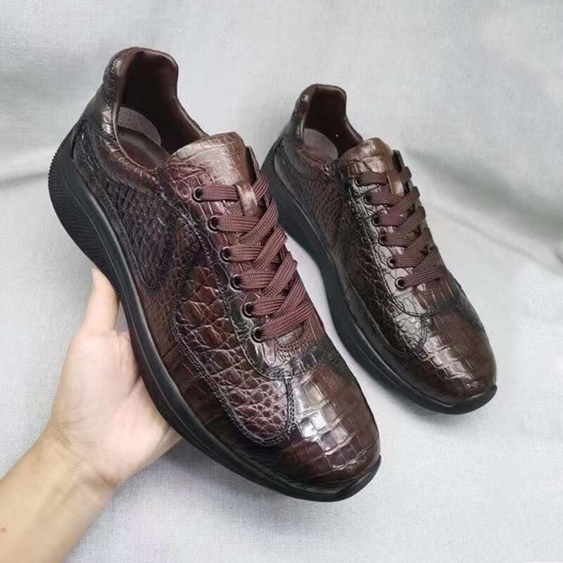 Мужские крокодиловые туфли yinshang, повседневная обувь из крокодиловой кожи, для отдыха
