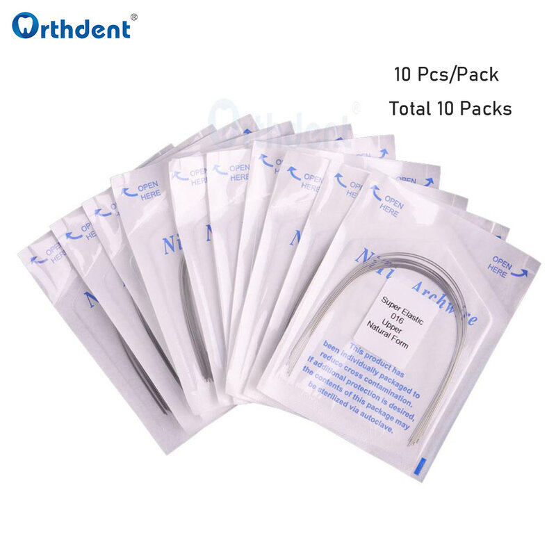 10 Packs Dental Arch Wires Orthodontic Super Elastic NITI Memory Round Archwire Natural Form Lower/Upper 012/014/016/018/020