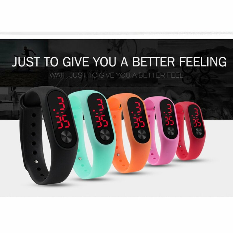 Relojes de pulsera deportivos informales para hombre y mujer, pulsera Digital electrónica LED, de silicona, Color caramelo, para niños y niñas