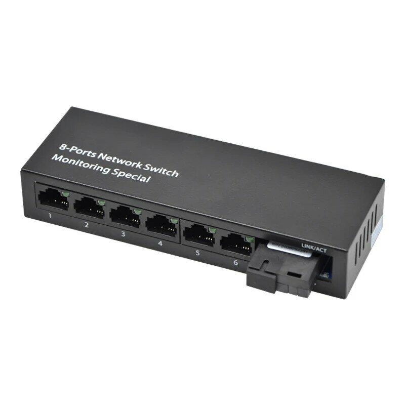 1 Pair 10/100M 6 RJ45 1 Fiber port Ethernet Fiber switch 20km  Optic Converter Fiber Optical Media Converter Single Mode A&B