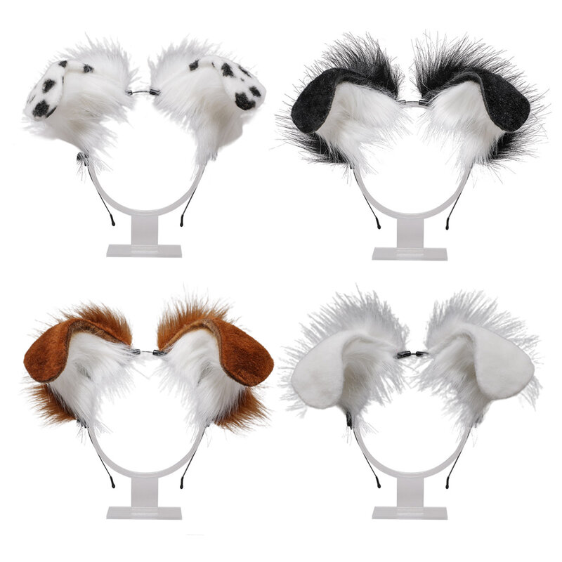 Handmade Furry Headband para Mulheres, Animal Spot, Dog Ears Headdress, Plush Anime, Halloween, Natal, Cosplay Acessórios