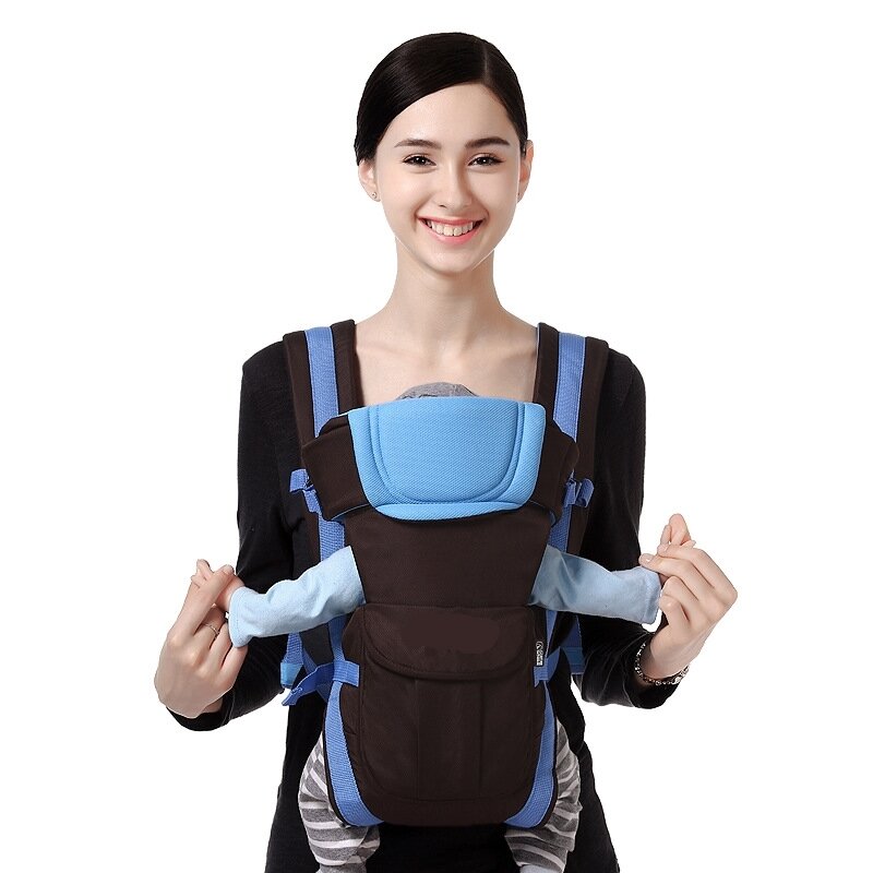 Travel Portable 0-24 Months Baby Carrier for Mom 4 in 1 Infant Sling Backpack Pouch Wrap Baby Kangaroo Adjustable Baby Carrier