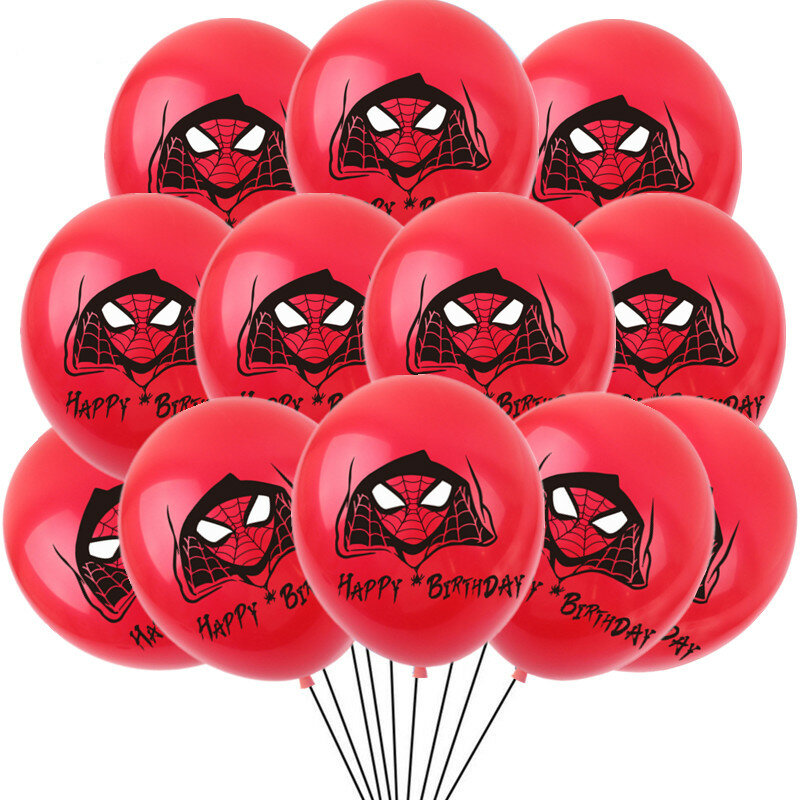 12 pçs tema spiderman super-herói 12 Polegada balões de látex meninos decorações da festa de aniversário brinquedos para o miúdo do chuveiro do bebê fontes de festa