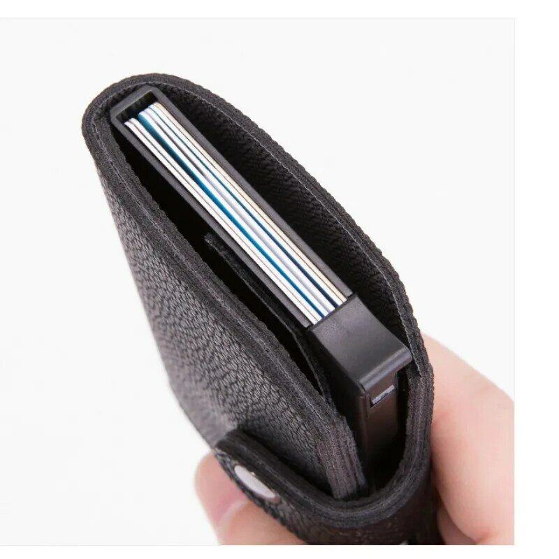 ZOVYVOL RFID 신용 카드 홀더 보호 남성용 도난 방지 지갑, 가죽 금속 알루미늄 상자, 비즈니스 은행 카드 케이스, 카드 지갑