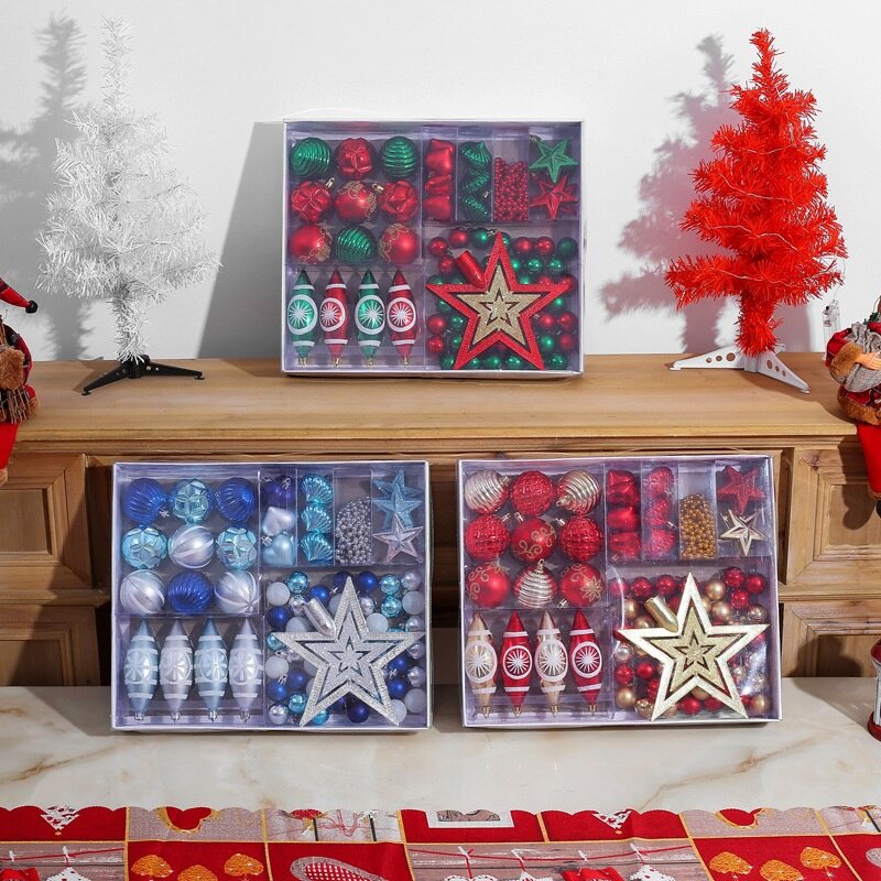 Juego de adornos navideños de 74 piezas, bolas colgantes para árbol de Navidad, adornos para decoración de Navidad para el hogar, regalo de Año Nuevo