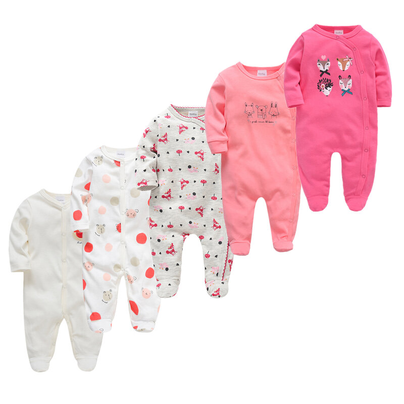 Honeyzone 5 pièces pyjama pour bébé Fille et garçon, vêtement en coton respirant et doux pour nouveau-né