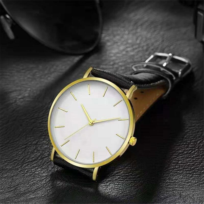Relógio masculino luxuoso de quartzo, pulseira de couro ultrafina, relógio de pulso para homens, relógio de quartzo relógio casual