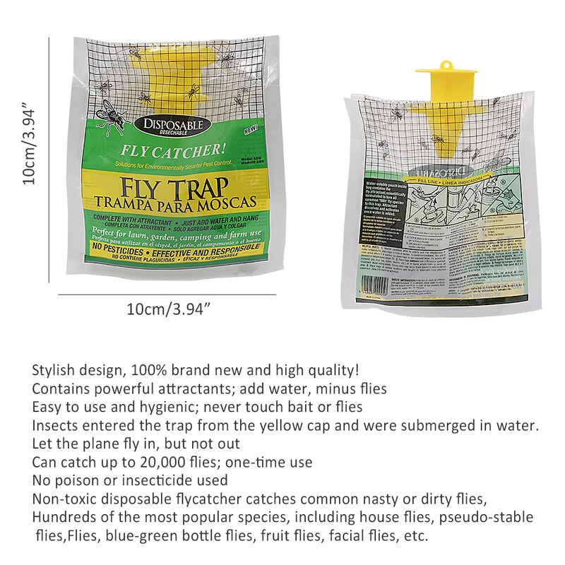 Disposable Falycatcher Bag Outdoor Flycatcher Bag Control Trap Catcher Bug Moth Insect Killer Attractant Insect Killer Garden