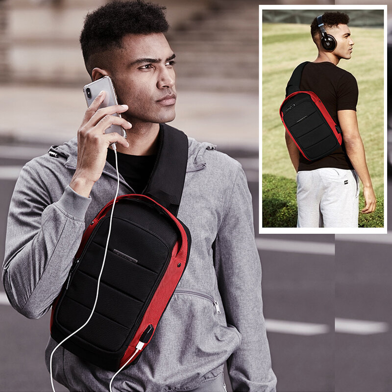 Мужская нагрудная сумка через плечо, мужская сумка через плечо с USB-зарядкой, Женская вместительная Водонепроницаемая Повседневная сумка-мессенджер из ткани «Оксфорд», 2021