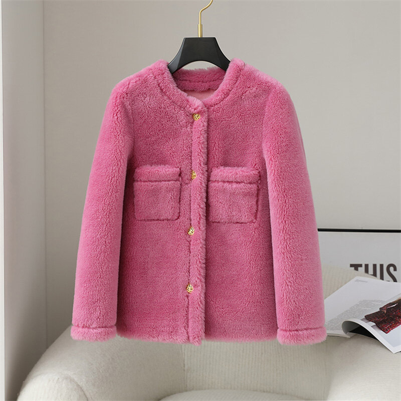 Aorice – manteau de fourrure en laine véritable pour femme, parka, veste de tonte de mouton, pardessus, CT146
