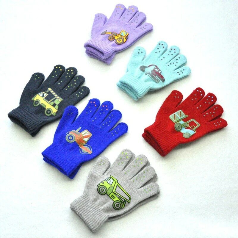 Stretchy Knitted Warm Full Finger Gloves for Child Winter Warm Must Have Golves Outdoor Riding Wearing G99C