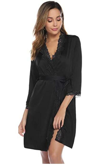 女性のための黒いサテンの着物,セクシーなランジェリー,親密なナイトウェア,エロティックな下着,大きいサイズ,新しいコレクション2020