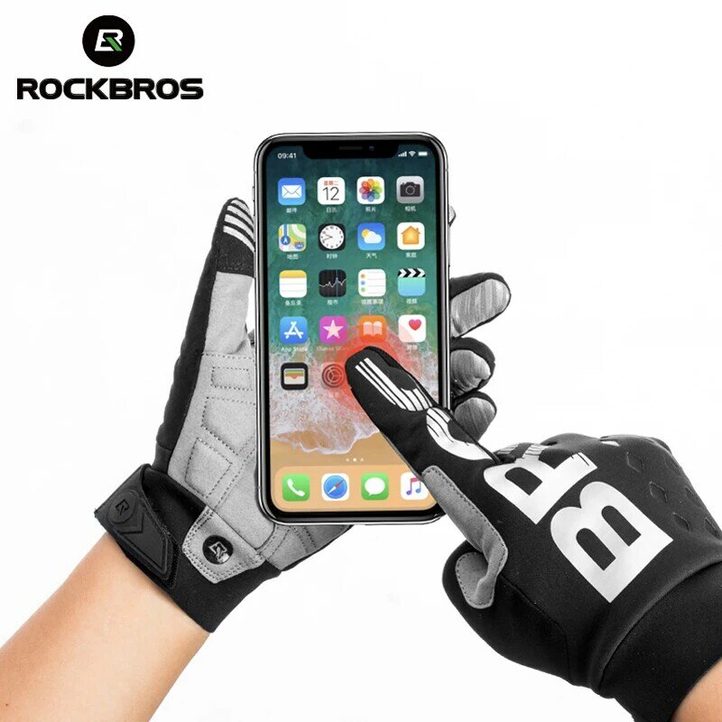 ROCKBROS Bicycle Gloves Unisex Touchscreen Windproof Full Finger Ski Outdoor Camping Hiking Motorcycle Gloves Cycling Equipment