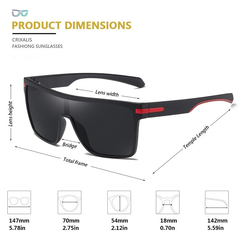 Очки солнцезащитные CRIXALIS для мужчин и женщин UV-400, модные поляризационные зеркальные квадратные очки большого размера с антибликовым покрытием