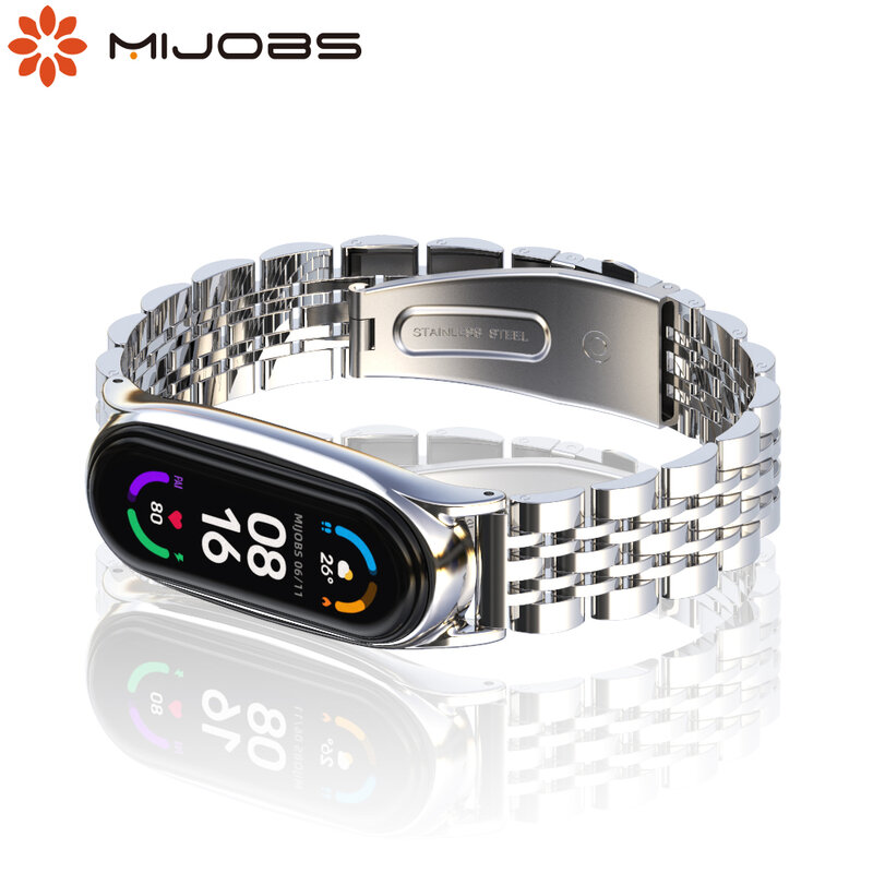 Strap for Mi Band 8 7 6 5 4 3 Metal Wristbands Mi Band 5 Strap Pulseira Mi Band 6 Bracelet for Xiaomi Miband 3 4 Stainless Steel