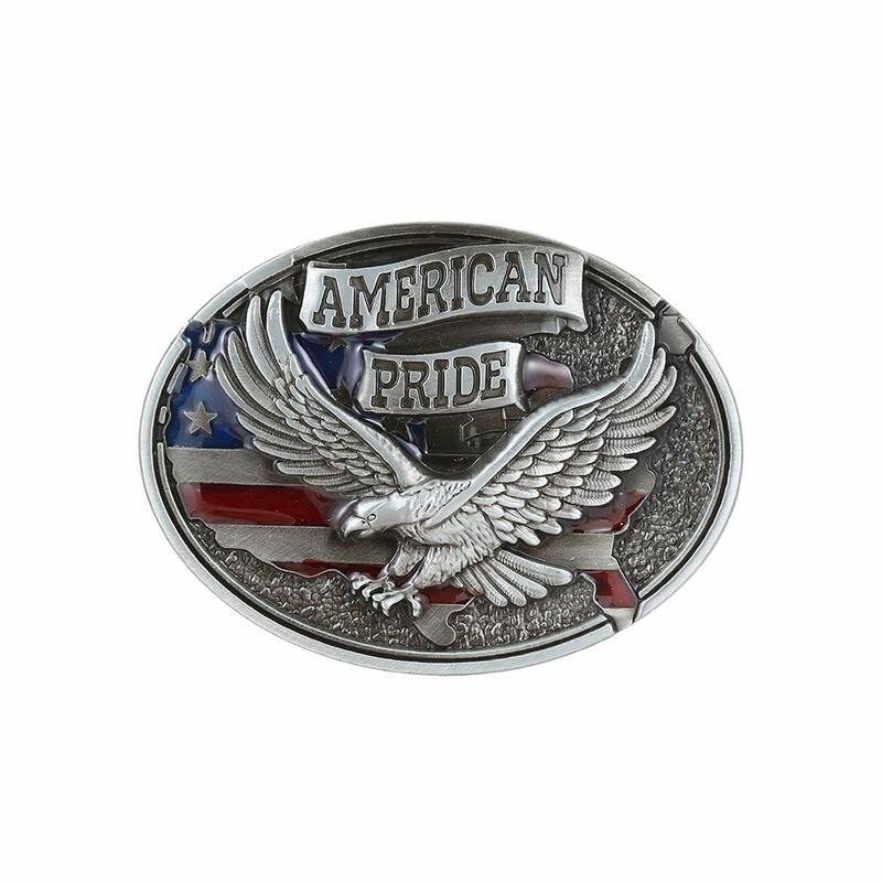 American Pride fibbia per cintura in argento per uomo fibbia da cowboy occidentale senza cintura in lega personalizzata larghezza 4cm
