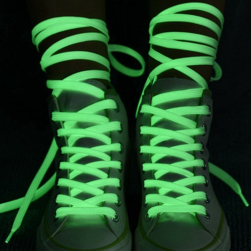 1 pasang tali sepatu bercahaya pesta malam keren tali sepatu neon cocok untuk tali datar sepatu semua uniseks 100/120/140cm