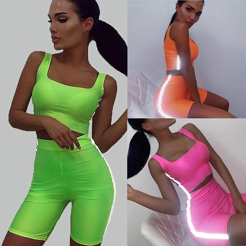 Fashion two pieces set women clothing sexy crop tops and pencil short tank top two pieces outfits
