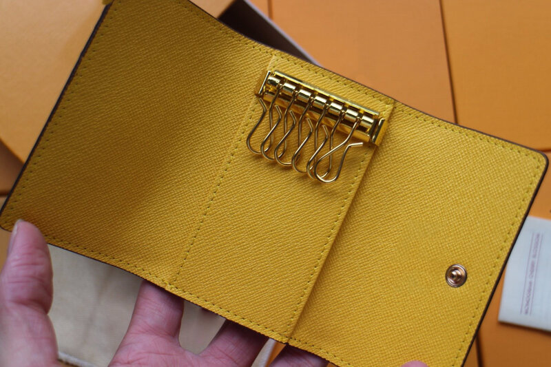 36 cores de luxo designer chave titular bolsa de couro genine aaa grau 6-anéis de couro colorido forro louie carteira vuiton bolsa