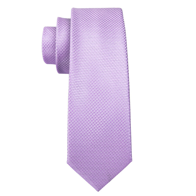 New Fashion cravatte di seta viola chiaro per uomo cravatte da sposa gemelli Hanky Set sposo Business lilla lavanda regalo Barry.Wang