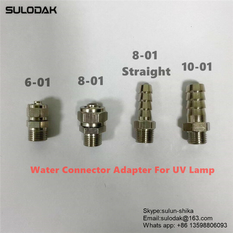 Adaptor Konektor Air Khusus Lampu Penyembuh LED UV untuk Konektor Pipa Lampu UV Printer Flatbed 6-01,8-01 Stright,10-01