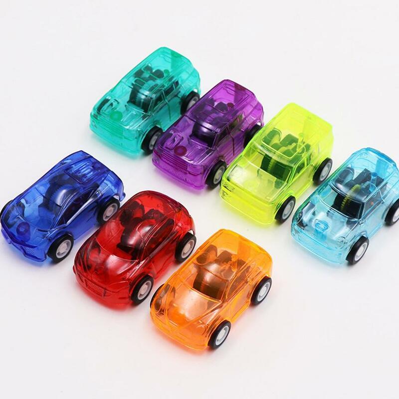 1PC Plastic Transparent Car Toy Pull Back Small Engineering Fast Car Model Kid Toys Gift Random Color Diecasts Toy Vehicles