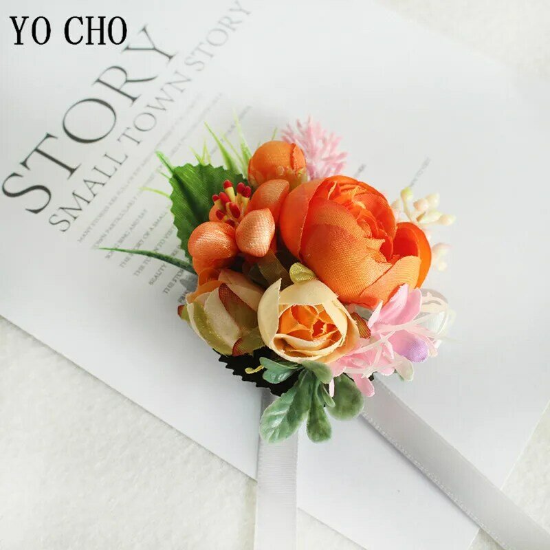 Женский свадебный бутоньерка YO CHO, бутоньерка на запястье для подружки невесты, Шелковый бутоньерка с цветами