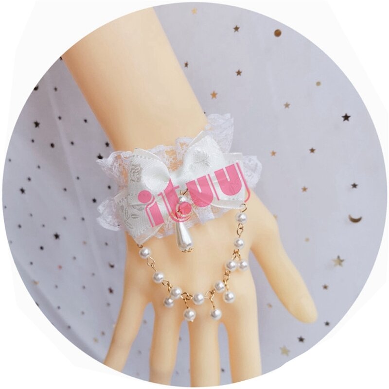 Accessoires de mariée, Kawaii Lolita KC, fait à la main, Kawaii, nœud papillon, perle pendentif en dentelle, ornements