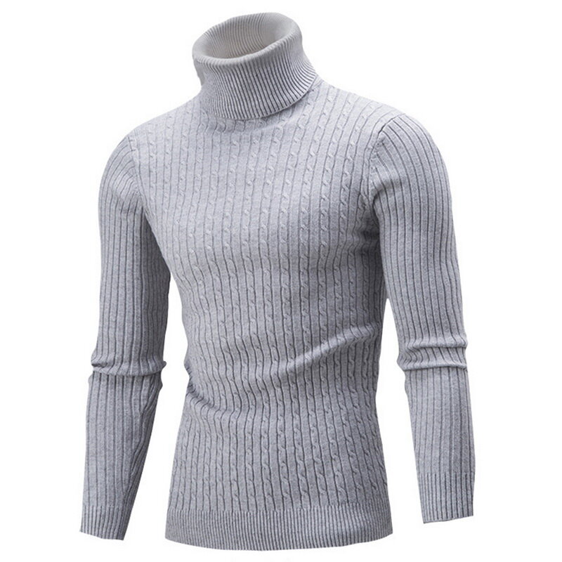 Zimowy męski wysokiej jakości sweter z golfem ciepłe swetry luźny pulower