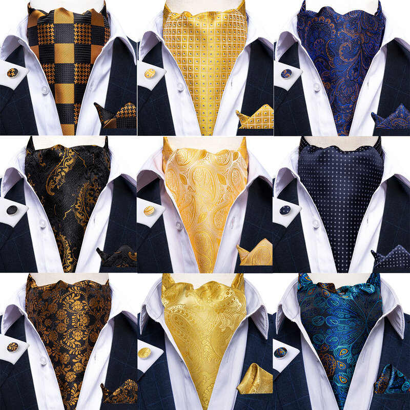 فاخر الرجال Vintage بيزلي الأزهار الرسمية Cravat أسكوت التعادل الذاتي البريطانية نمط شهم رابطة عنق حرير مجموعة لحفل الزفاف DiBanGu