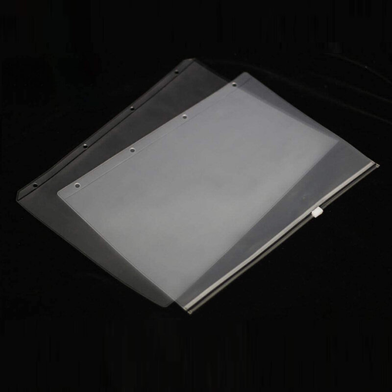 A4 Size 4 Ring Clear PVC Zipper Binder Pocket Insert Pages Organizers Plastic Paper Document File Sheet Photo Protective Sleeves