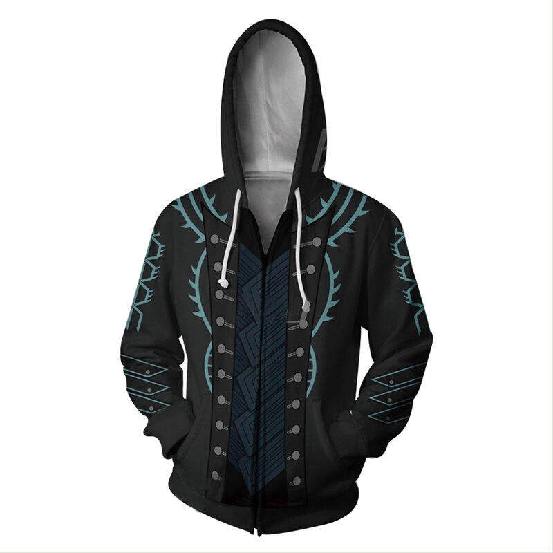 DMC 5 Vergil disfraz de Cosplay, Sudadera con capucha y cremallera, chaqueta, abrigo, Cárdigan para hombre y mujer adulto