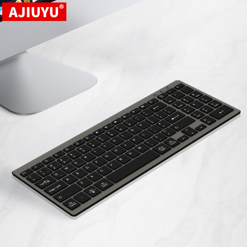 AJIUYU บลูทูธคีย์บอร์ดสำหรับ Apple iMac Mac แล็ปท็อป MacBook Air Pro โน้ตบุ๊ค iPad แท็บเล็ตคีย์บอร์ดไร้สาย2.4G Digital Key