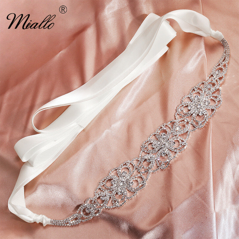 Miallo-cinturones y fajas de boda de cristal austriaco para mujer, faja para vestido, accesorios de joyería, flores de oro rosa, moda 2019
