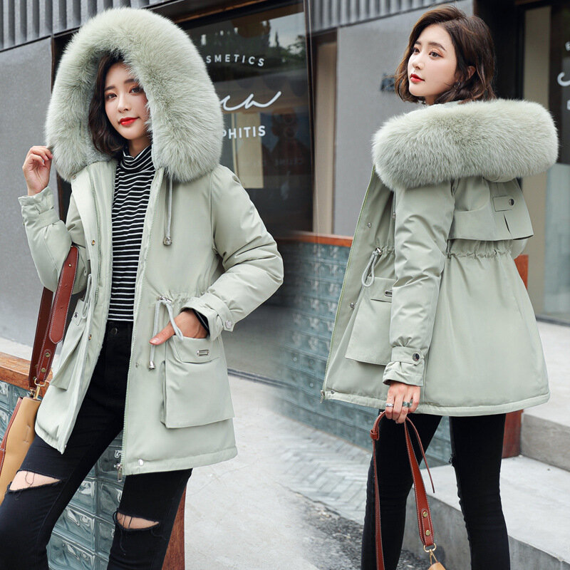 2020 mulheres jaqueta de inverno parkas engrossar outerwear sólido casacos com capuz longo feminino fino algodão acolchoado básico topos